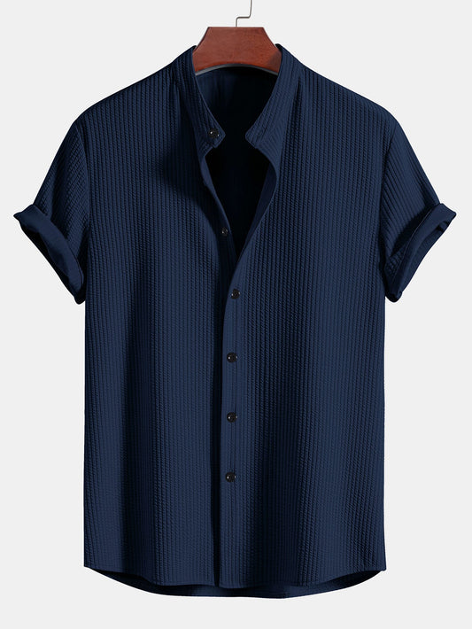 Gusto | Ribbed Stand Summer Collar Shirt