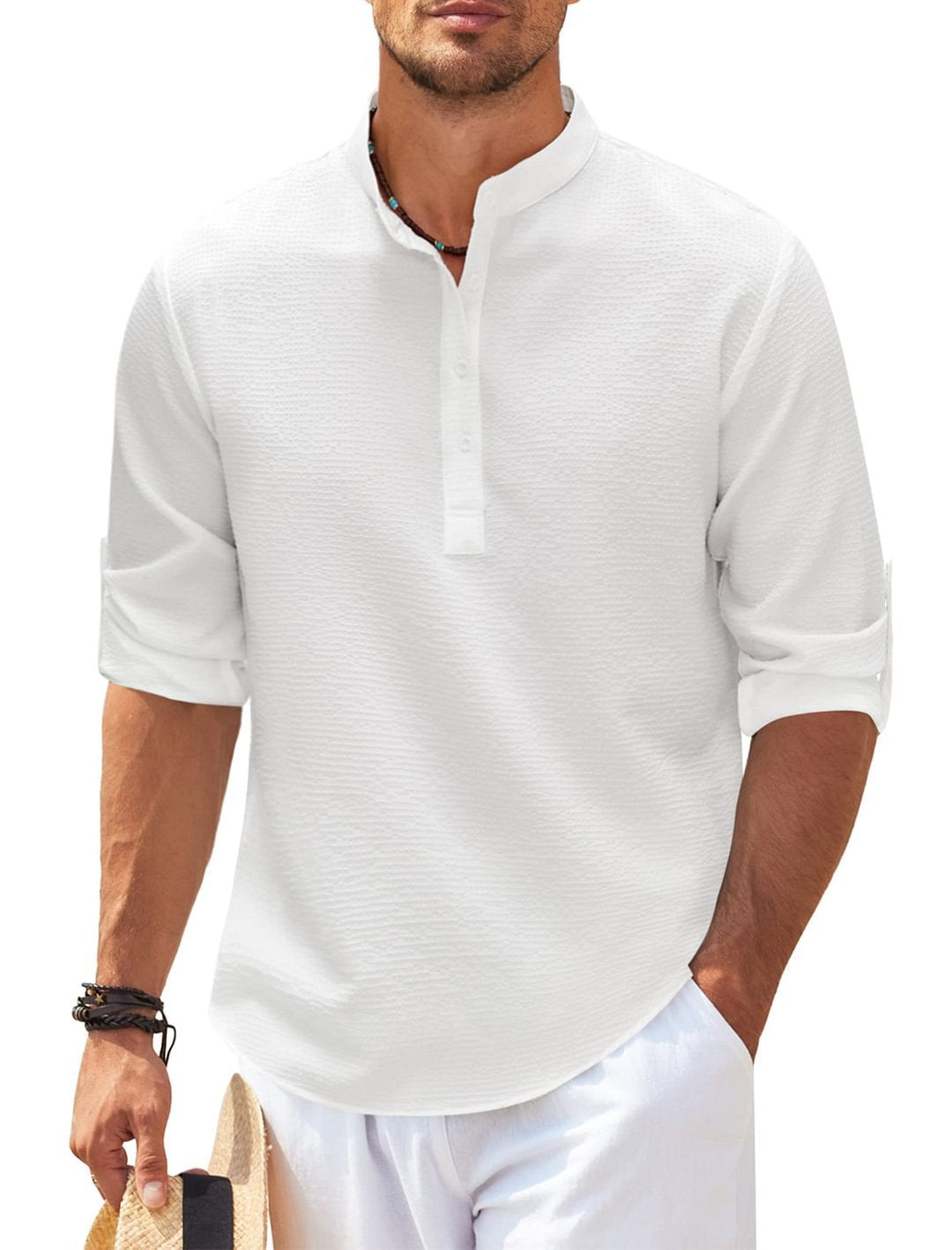 MG | Contemporary linen Henley shirt