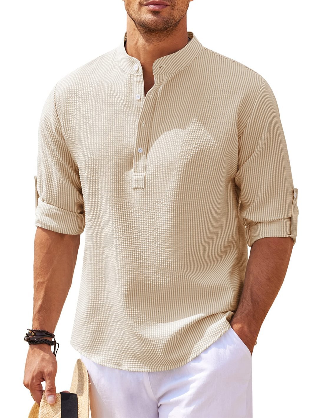 MG | Contemporary linen Henley shirt