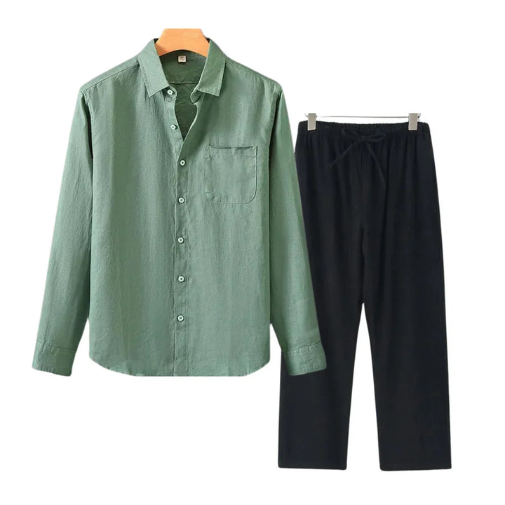 LISBON - Old Money Linen Set (Pants + Longsleeve Shirt )