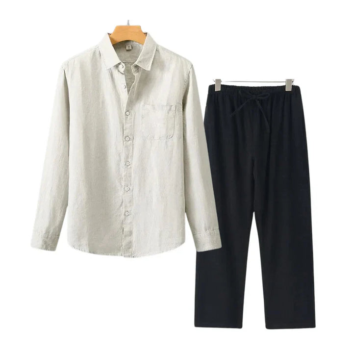 LISBON - Old Money Linen Set (Pants + Longsleeve Shirt )