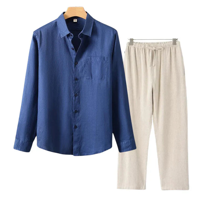 LISBON - Old Money Linen Set (Pants + Longsleeve Shirt )