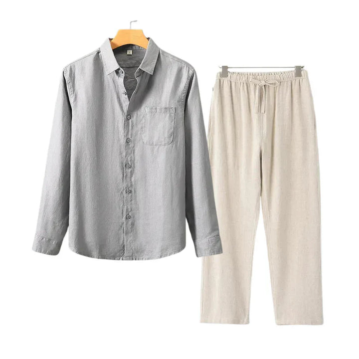 LISBON - Old Money Linen Set (Pants + Longsleeve Shirt )