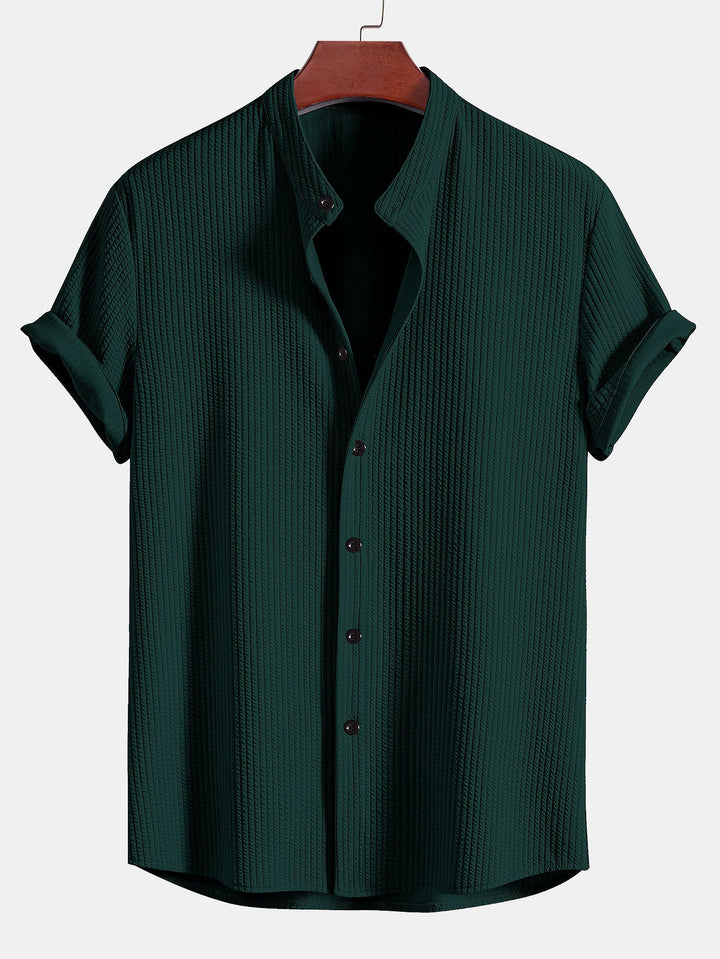 Gusto | Ribbed Stand Summer Collar Shirt