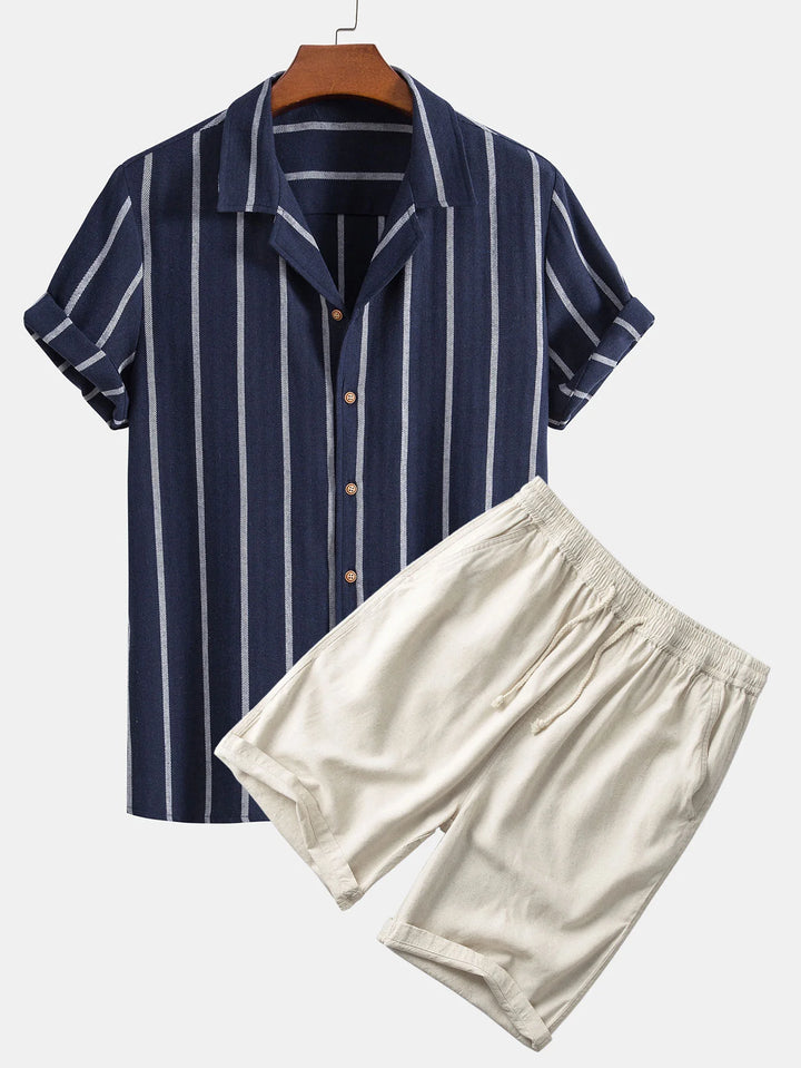 Brinky | Linen Cotton Blend Summer Set -  Cuban Shirt & Shorts